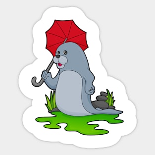 Seal Raining Umbrella Sticker